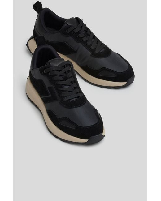 7 For All Mankind White Running Sneaker Leather & Nylon Mix Black for men