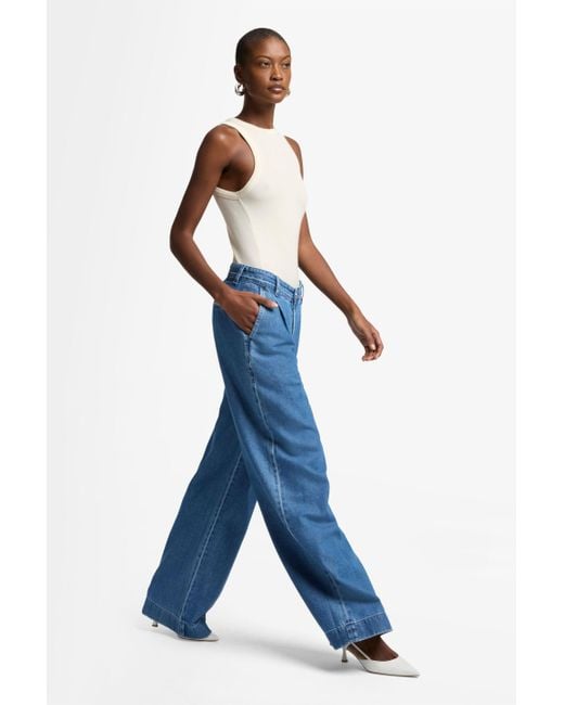 7 For All Mankind Blue Pleated Trouser In Weightless
