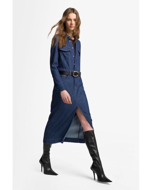 7 For All Mankind Blue Long Sleeve Maxi Dress Weightless Denim Halona