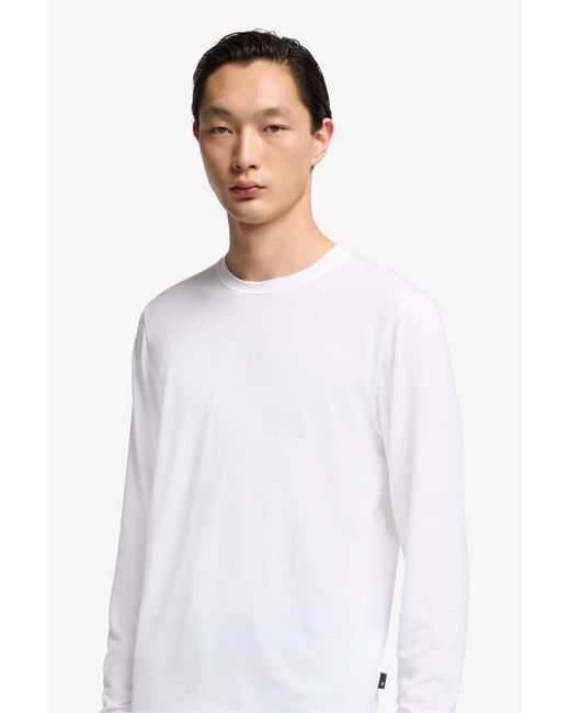 7 For All Mankind White Long Sleeve Crewneck Tee In Cotton Lyocell for men