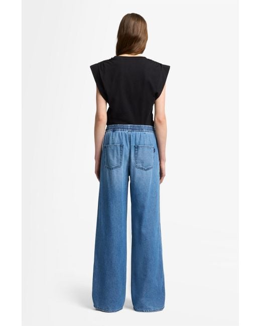 7 For All Mankind Blue Pull On Wide Leg Weightless Denim Hilo