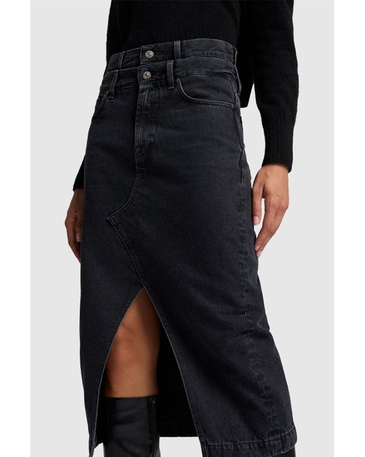 7 For All Mankind Black Double Waisted Skirt Hustle