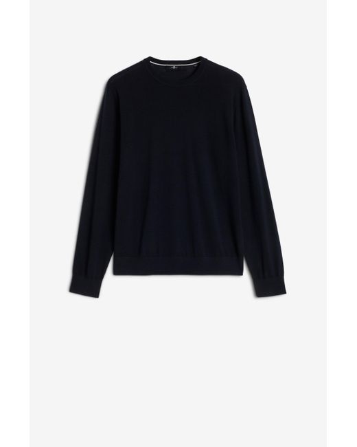 7 For All Mankind Black Crewneck Pullover In Wool Blend for men