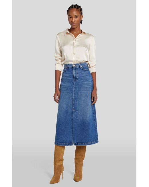 7 For All Mankind Blue Classic Maxi Skirt Explorer