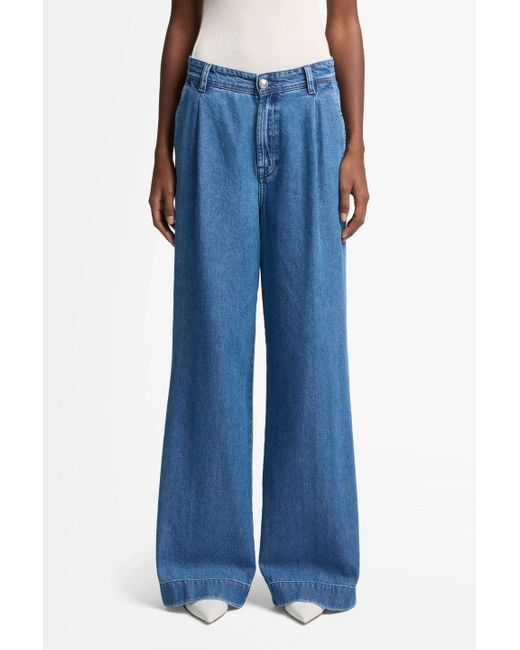 7 For All Mankind Blue Pleated Trouser In Weightless