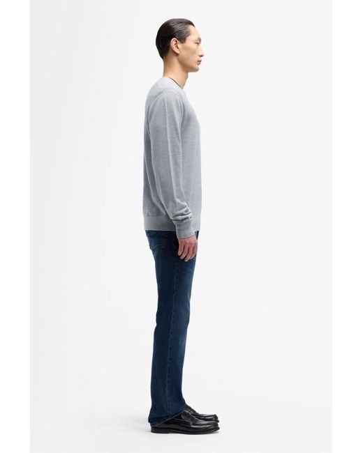 7 For All Mankind Gray Crewneck Pullover In Wool Blend for men