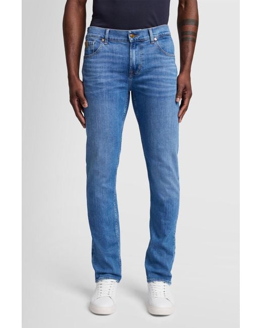 7 For All Mankind Blue Slimmy Tapered Special Edition Stretch Tek Page Up for men