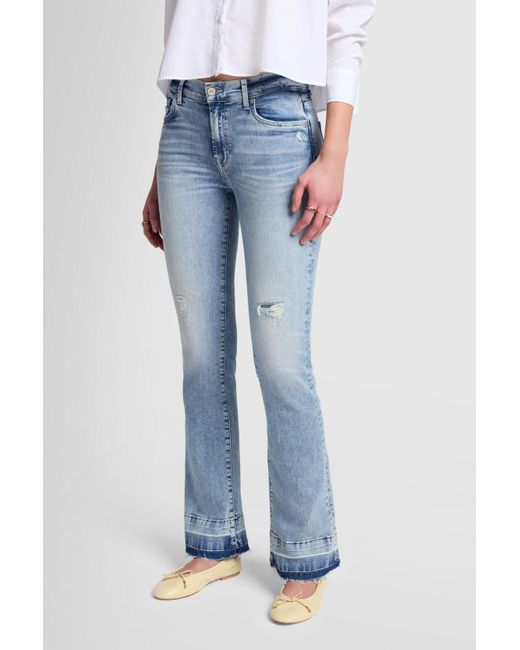 7 For All Mankind Blue Bootcut Tailorless Waterfalls With Block Hem