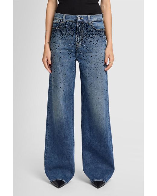 デニム・ジーパン 7 For All Mankind Low Slung Wide Leg Candy With Faded Scout Embellished Oversized Straight in Candy | 7 For All