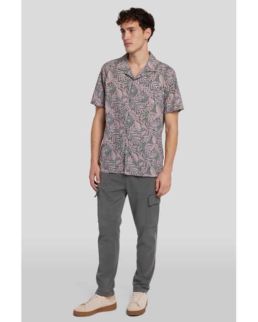 7 For All Mankind Gray Camp Collar Shirt Floral Print Mauve for men