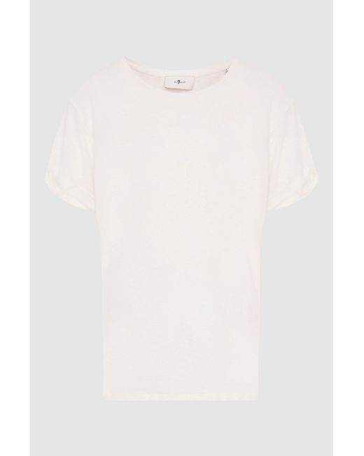 7 For All Mankind Roll Slv T-shirt Linen White for men