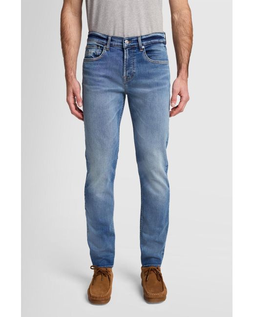 7 For All Mankind Blue Slimmy Tapered Stretch Tek Semicolon for men