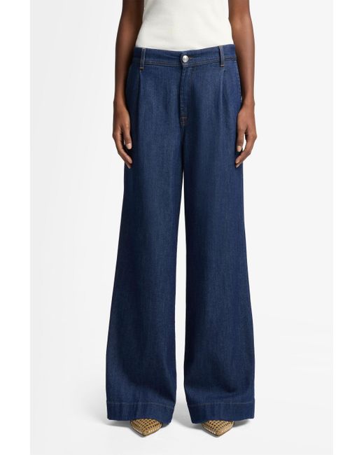 7 For All Mankind Blue Pleated Trouser In Weightless