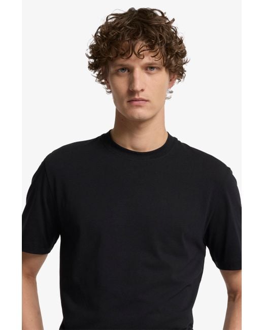 7 For All Mankind Crew Neck T-shirt Cotton Lyocell Black for men