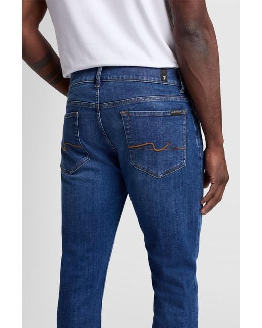 7 For All Mankind Blue Paxtyn Stretch Tek Apostrophe for men