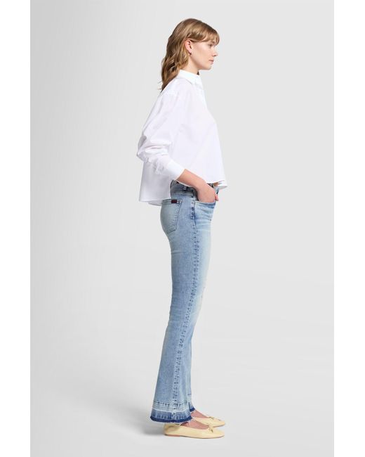 7 For All Mankind Blue Bootcut Tailorless Waterfalls With Block Hem