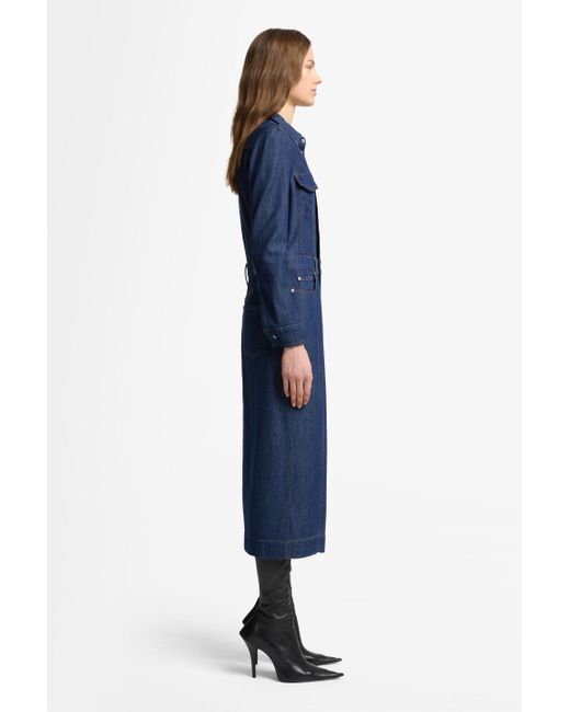 7 For All Mankind Blue Long Sleeve Maxi Dress Weightless Denim Halona