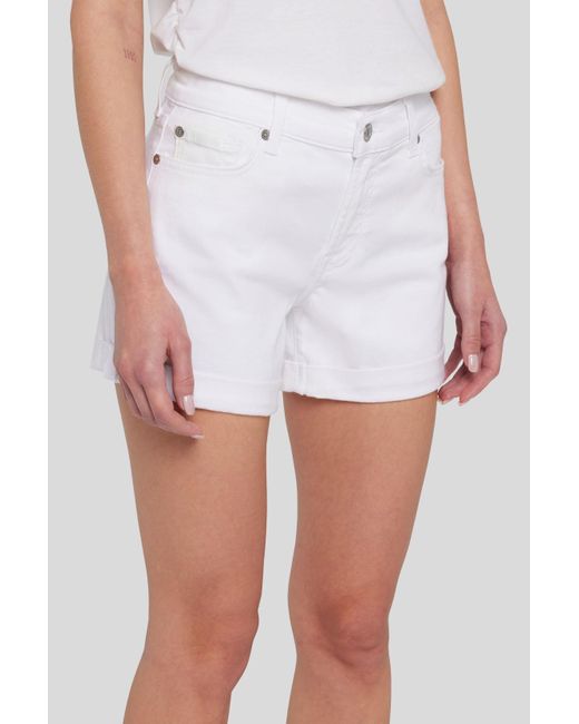 7 For All Mankind Mid Roll Shorts Simply White