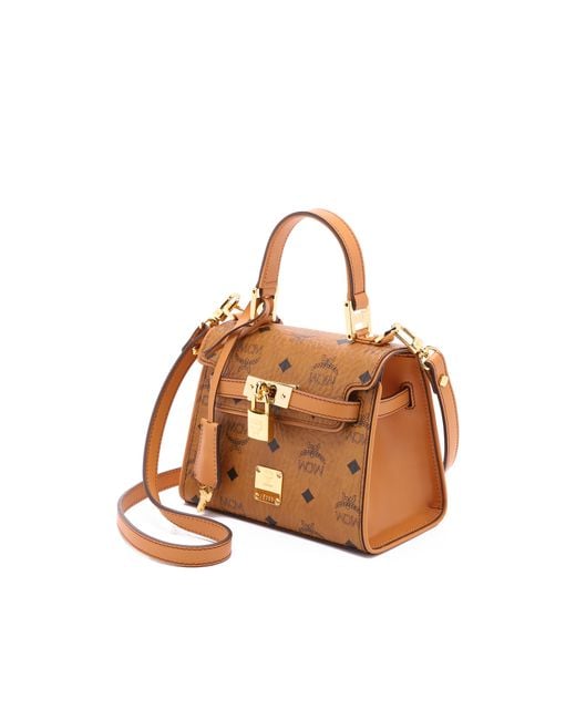 MCM Front Lock Cross Body Bag - Cognac in Brown | Lyst