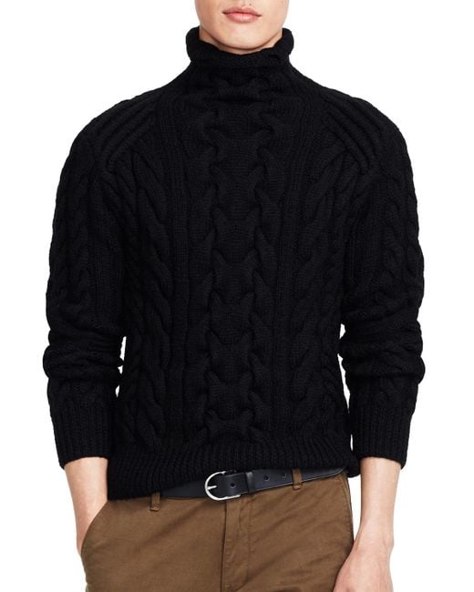 black cable turtleneck sweater