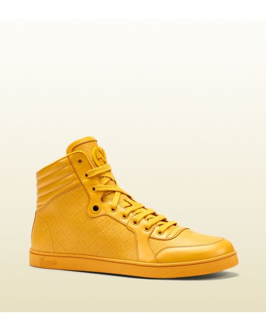 Gucci Yellow Diamante Leather High-top Sneaker for men