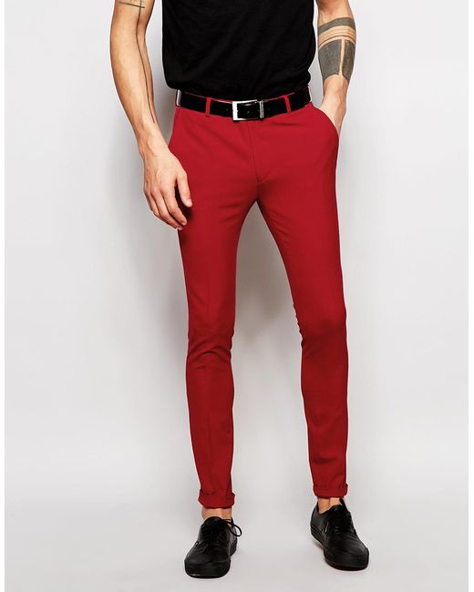 Asos Super Skinny Suit Pants In Red - Red in Red for Men | Lyst