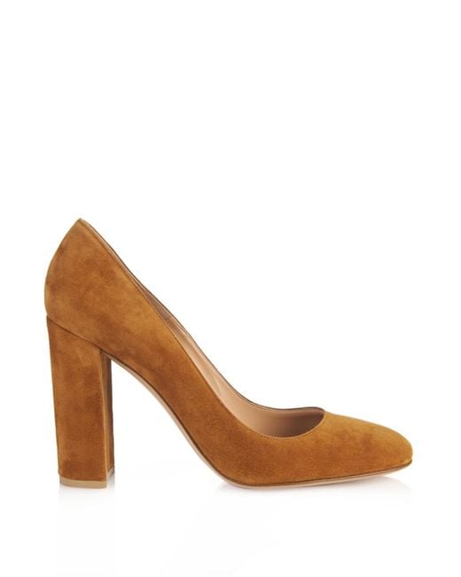 tan suede block heels