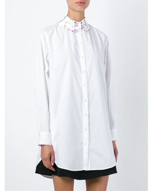 Vivetta 'hands' Embroidered Collar Shirt in White | Lyst