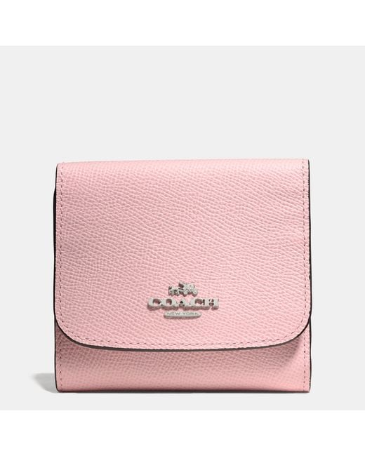 COACH Pink Small Wallet In Crossgrain Leather