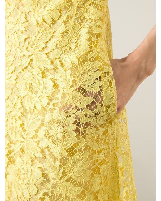 Valentino Lace Dress in Yellow | Lyst