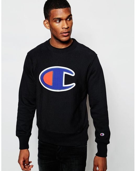 Champion Black Sweatshirt With Big C Logo for men
