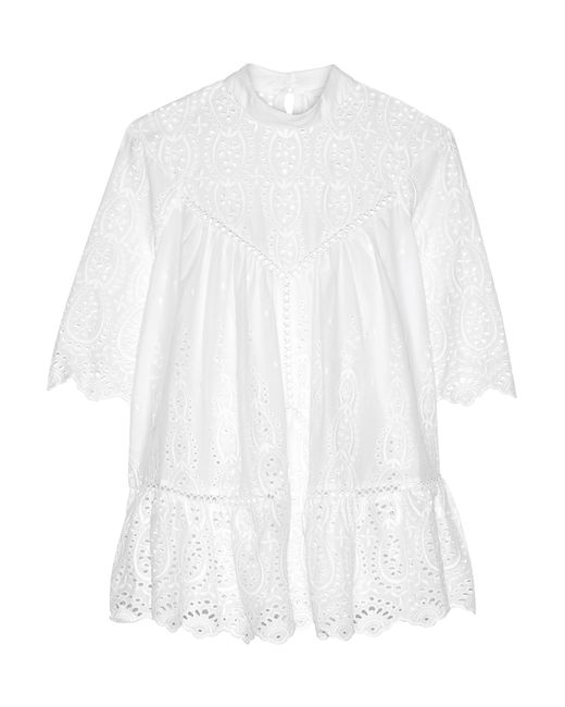Zimmermann White Epoque Broderie Anglaise Cotton Top