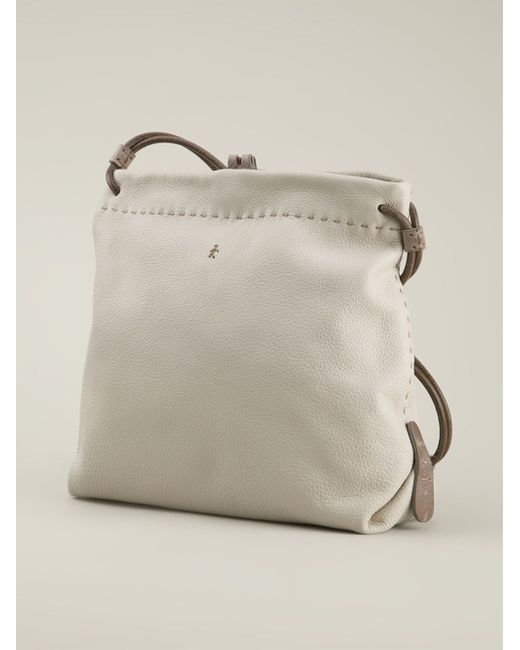 Henry Beguelin White Textured-leather Shoulder Bag
