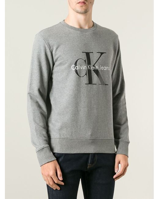 Calvin Klein Jeans Gray Crew Neck Sweatshirt for men