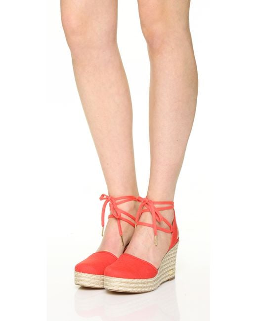 MICHAEL Michael Kors Margie Espadrille Wedges in Red Lyst