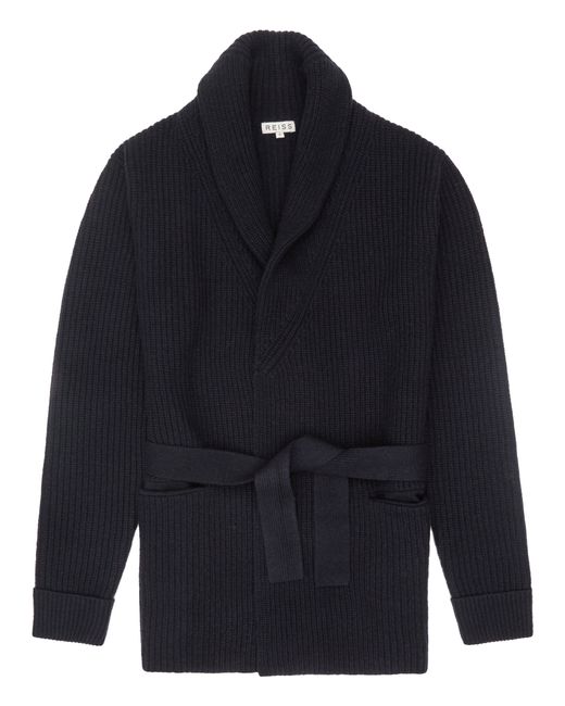 Reiss Macey Belted Cardigan in Blue for Men | Lyst