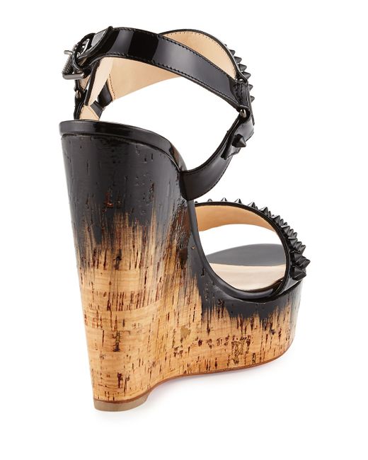 Christian louboutin Barboullaga Spiked Red Sole Wedge Sandal in ... Christian louboutin Barboullaga Spiked Red Sole Wedge Sandal in ...