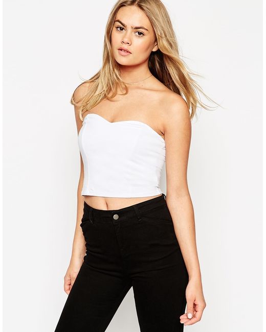ASOS White Bandeau Top With Sweetheart Neckline