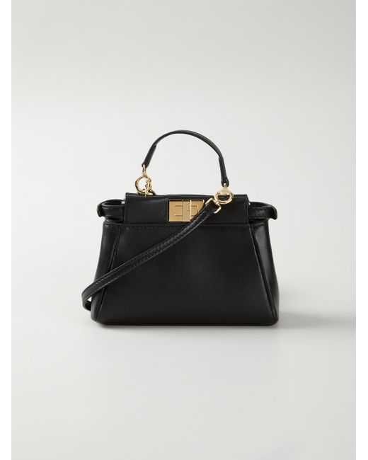 Fendi Micro Peekaboo Leather Bag in Black | Lyst