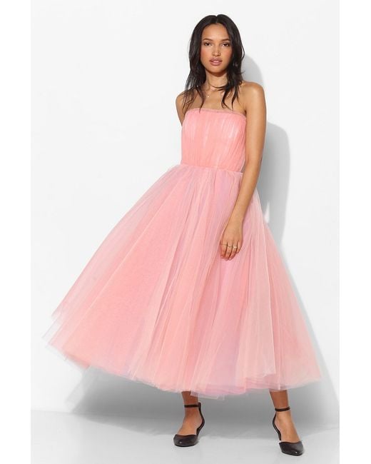 Betsey Johnson Pink Vintage For Uo Becca Strapless Tulle Dress