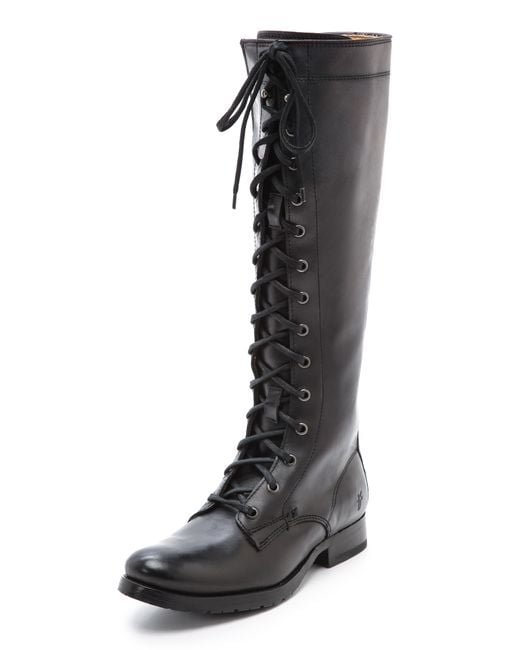 Frye Melissa Tall Lace Up Boots - Black