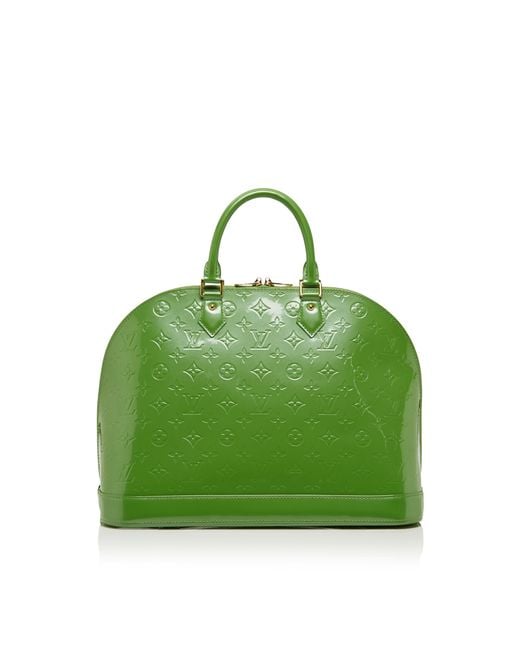 Louis Vuitton Green Vernis Alma MM Dark green Leather Patent leather  ref.229748 - Joli Closet