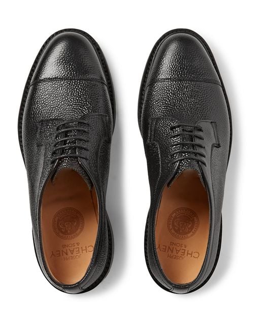 Cheaney Black Tenterden Pebble-Grain Leather Derby Shoes for men