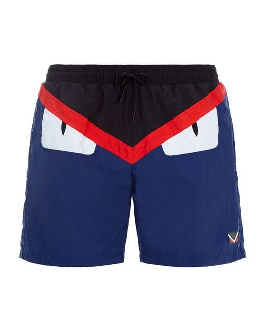 Fendi Red Monster Eyes Swim Shorts for men