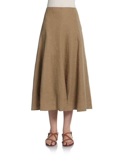 Eileen Fisher Brown Irish Linen Aline Skirt