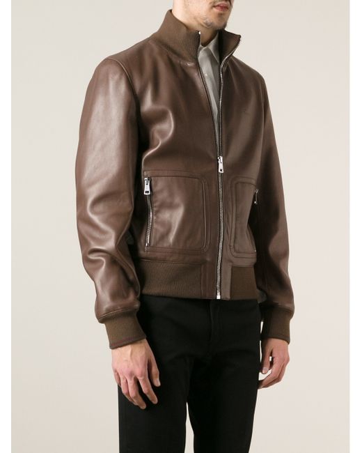 Gucci Leather Jacket in Brown for Men Lyst