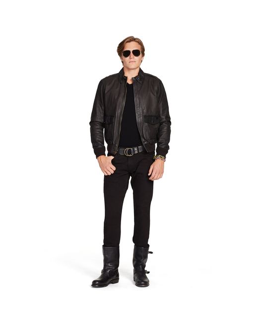 Polo Ralph Lauren Black Leather Farrington A2 Jacket for men