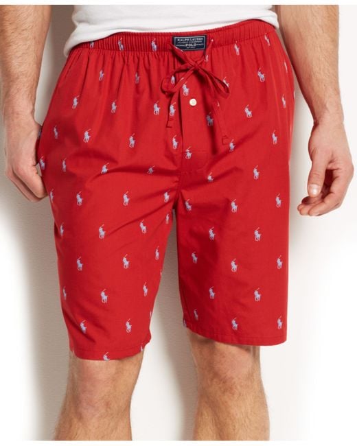 Polo Ralph Lauren Red Allover Pony Pajama Shorts for men