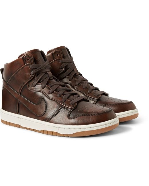 Nike Lab Dunk High Sp Burnished Leather Sneakers in Brown for Men