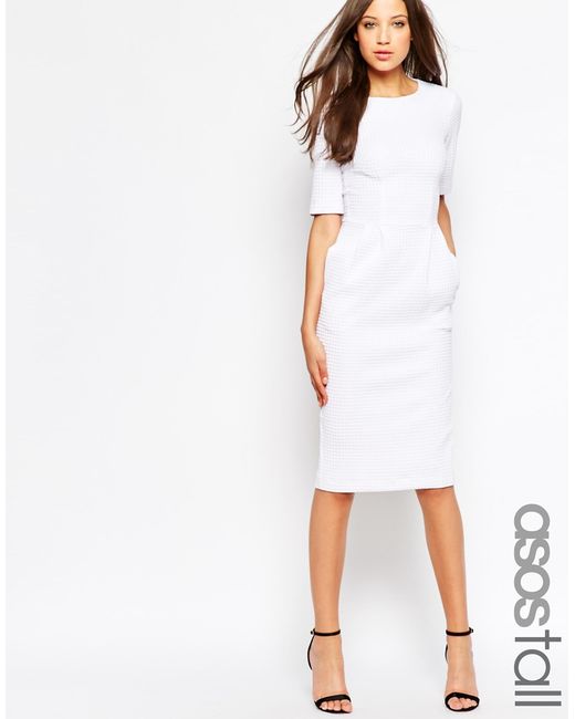 ASOS White Textured Wiggle Dress